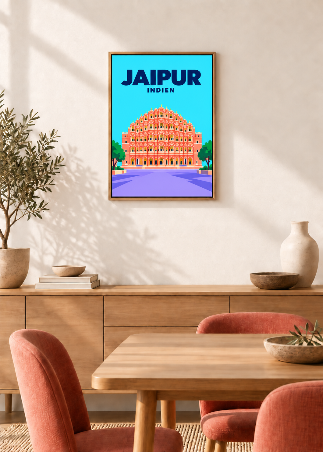 Jaipur – Leinwand im Eichen-Schattenfugenrahmen