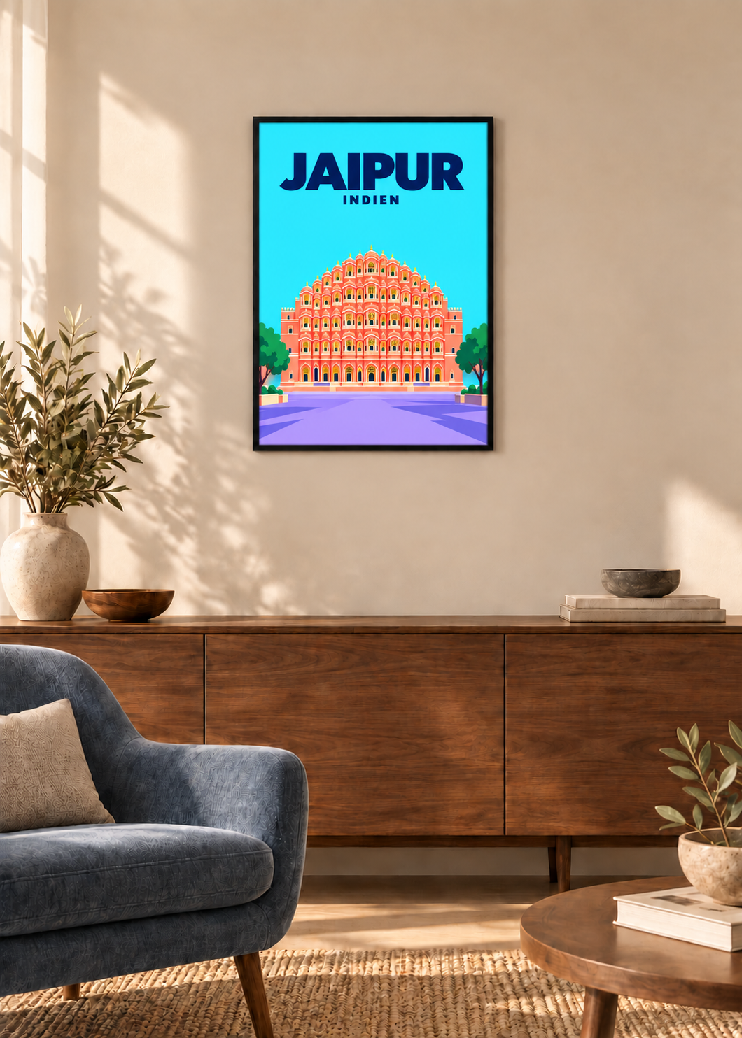 Jaipur – dünner schwarzer Rahmen mit Acrylglas