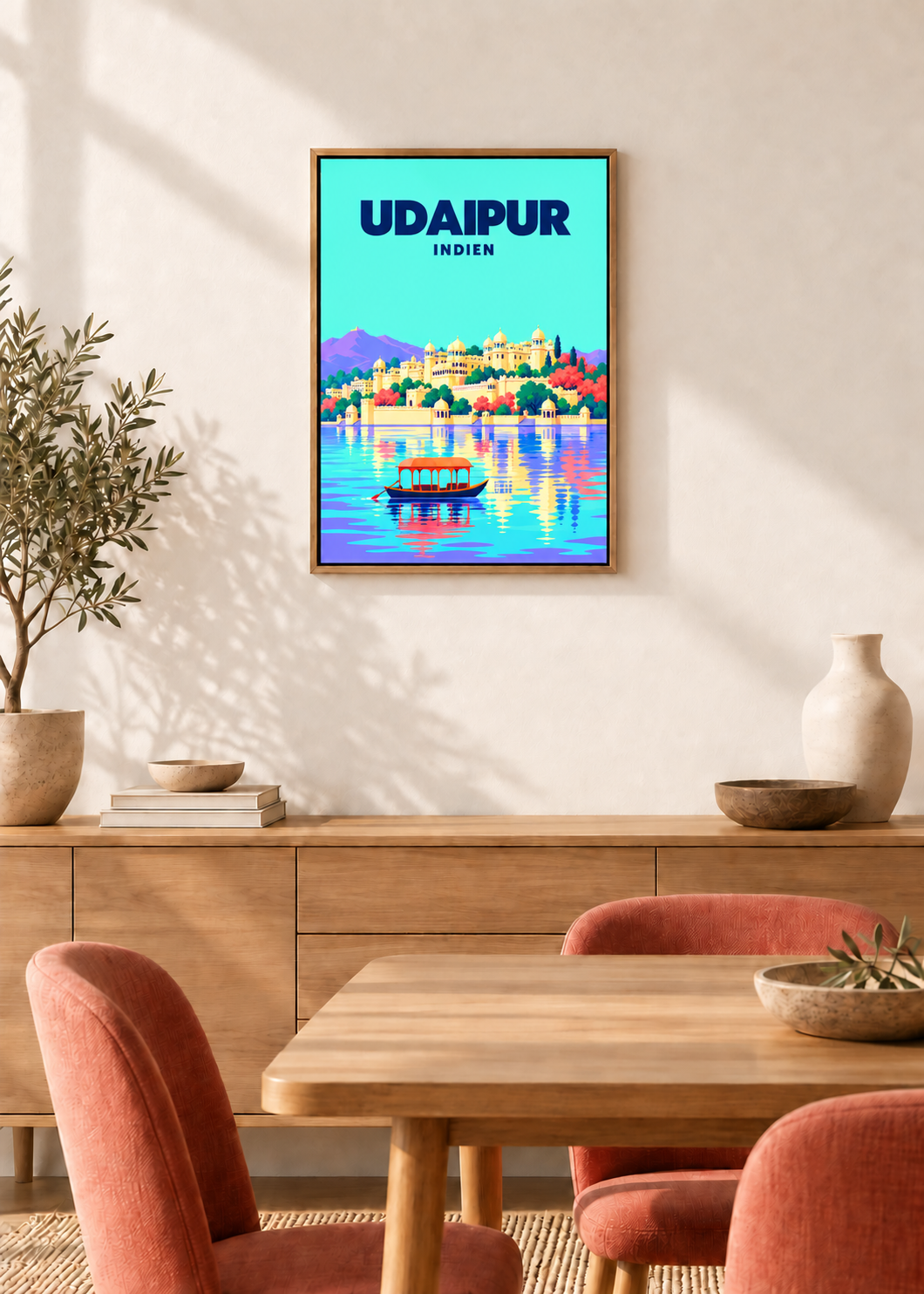 Udaipur – Leinwand im Eichen-Schattenfugenrahmen