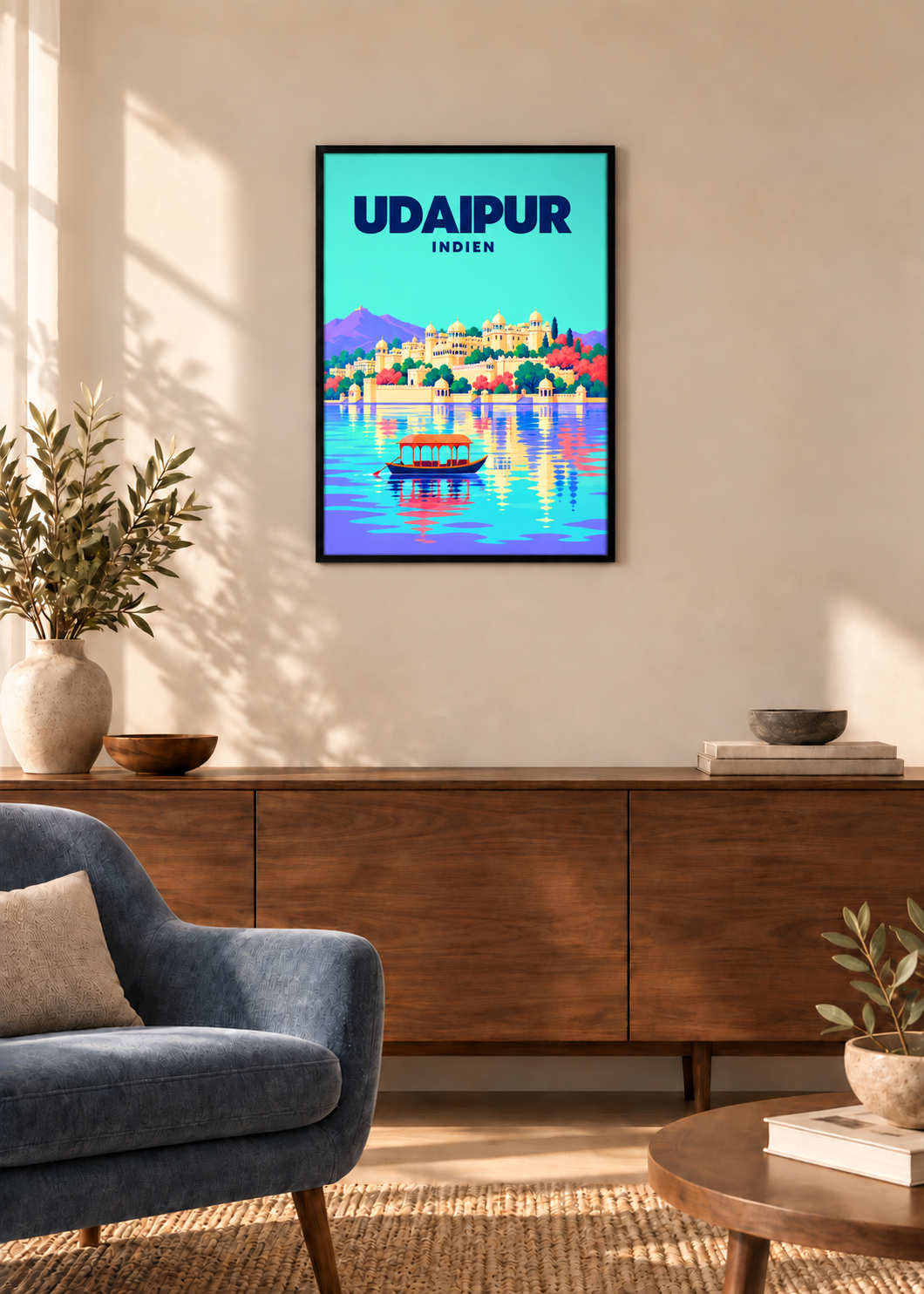 Udaipur – dünner schwarzer Rahmen mit Acrylglas