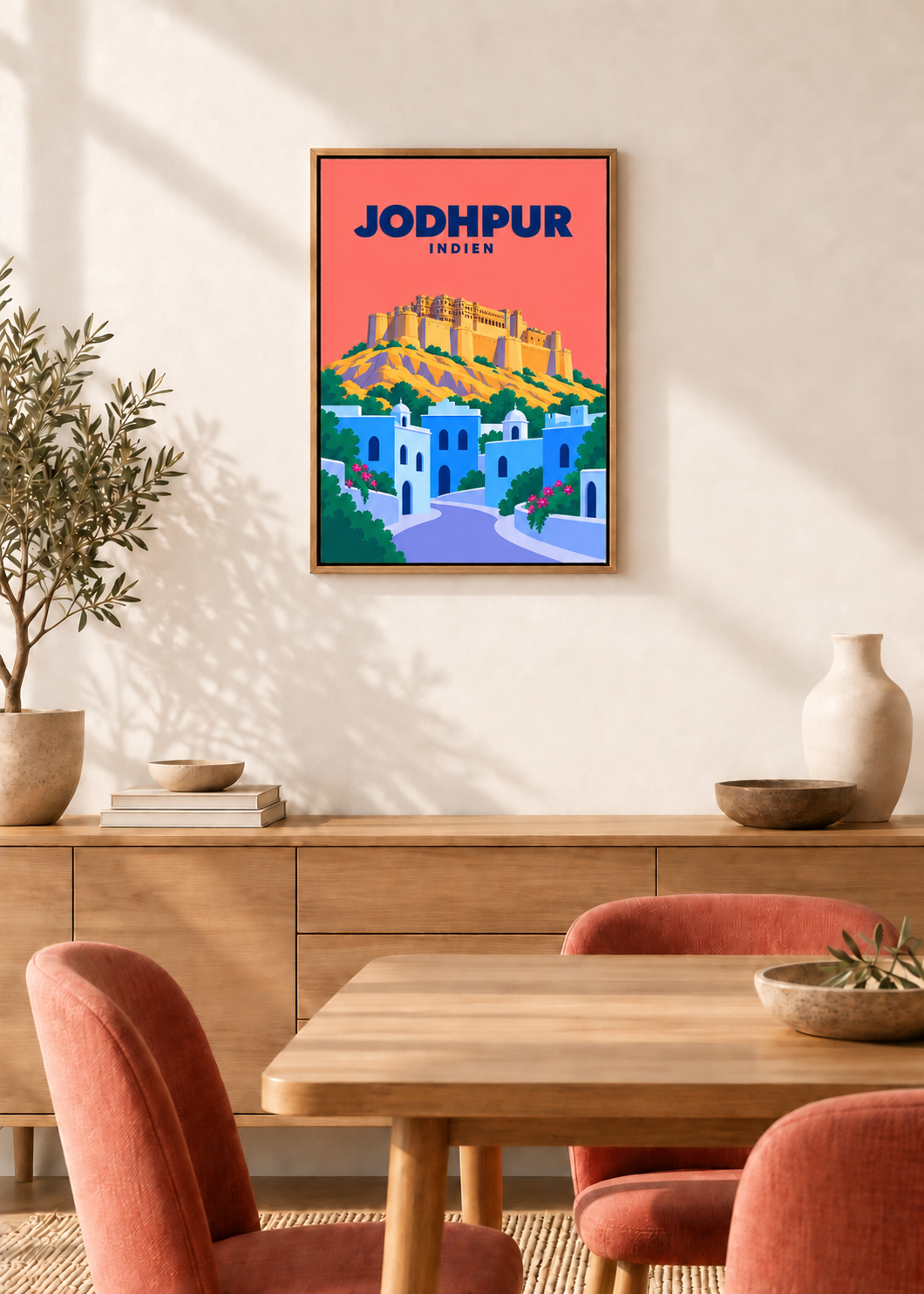 Jodhpur – Leinwand im Eichen-Schattenfugenrahmen
