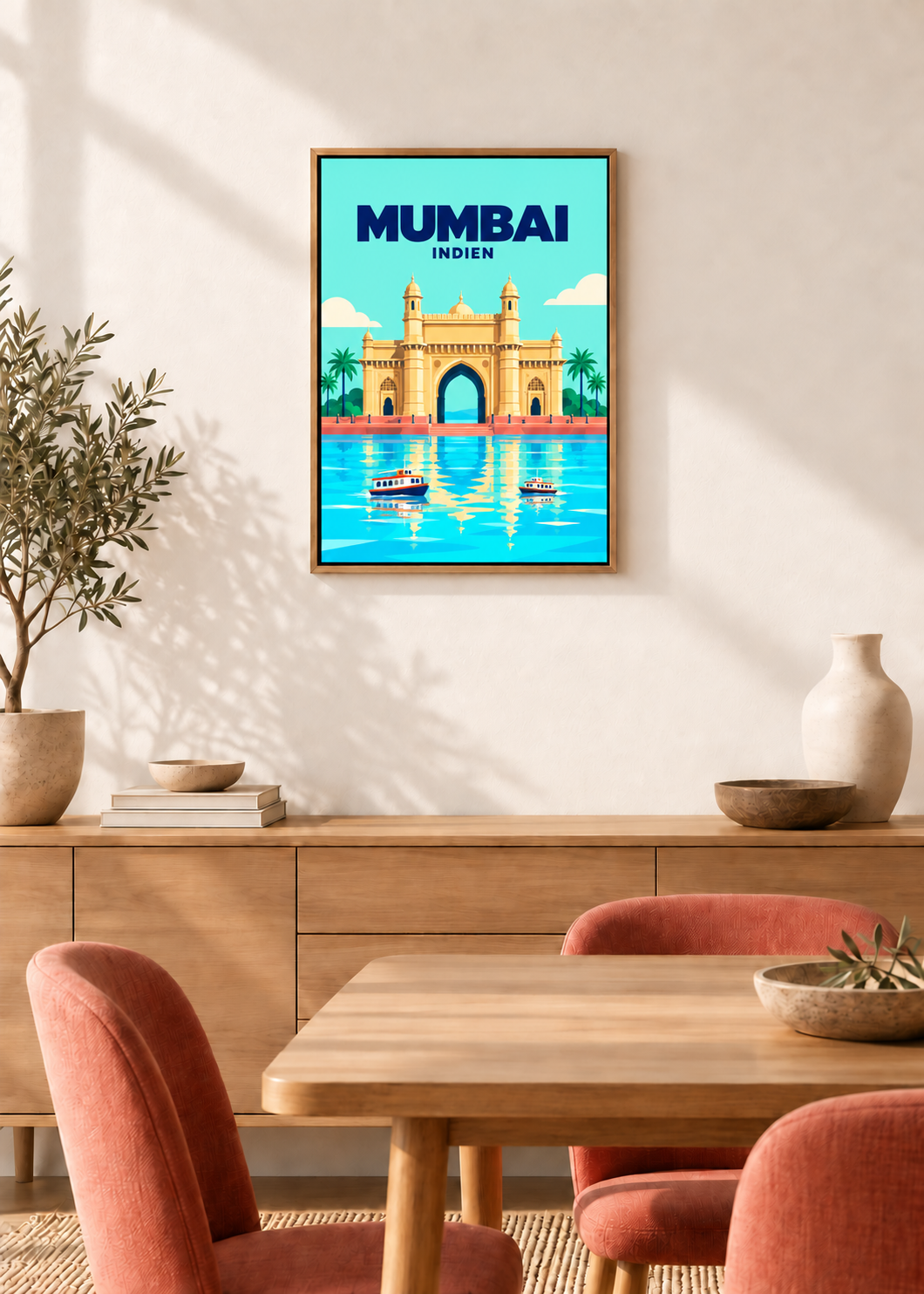 Mumbai – Leinwand im Eichen-Schattenfugenrahmen