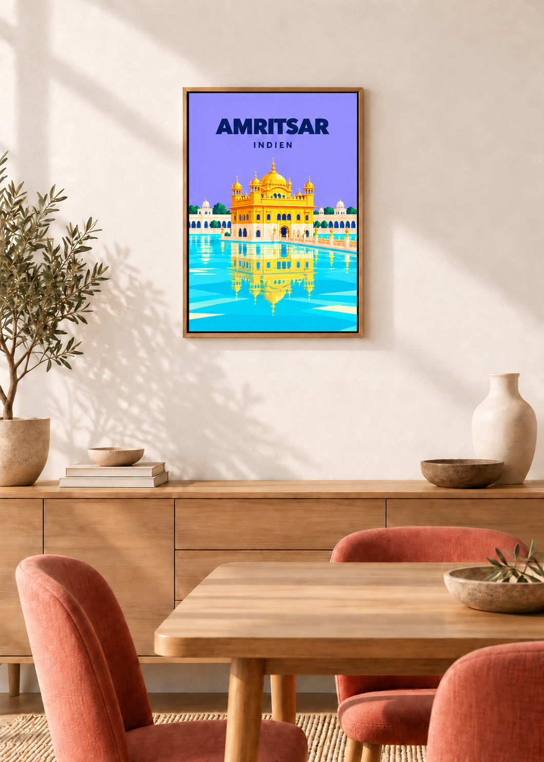 Amritsar – Leinwand im Eichen-Schattenfugenrahmen