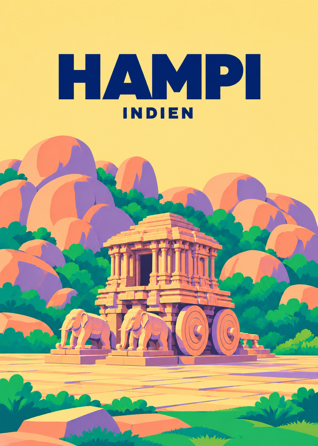Hampi – geometrische Illustration, Indien
