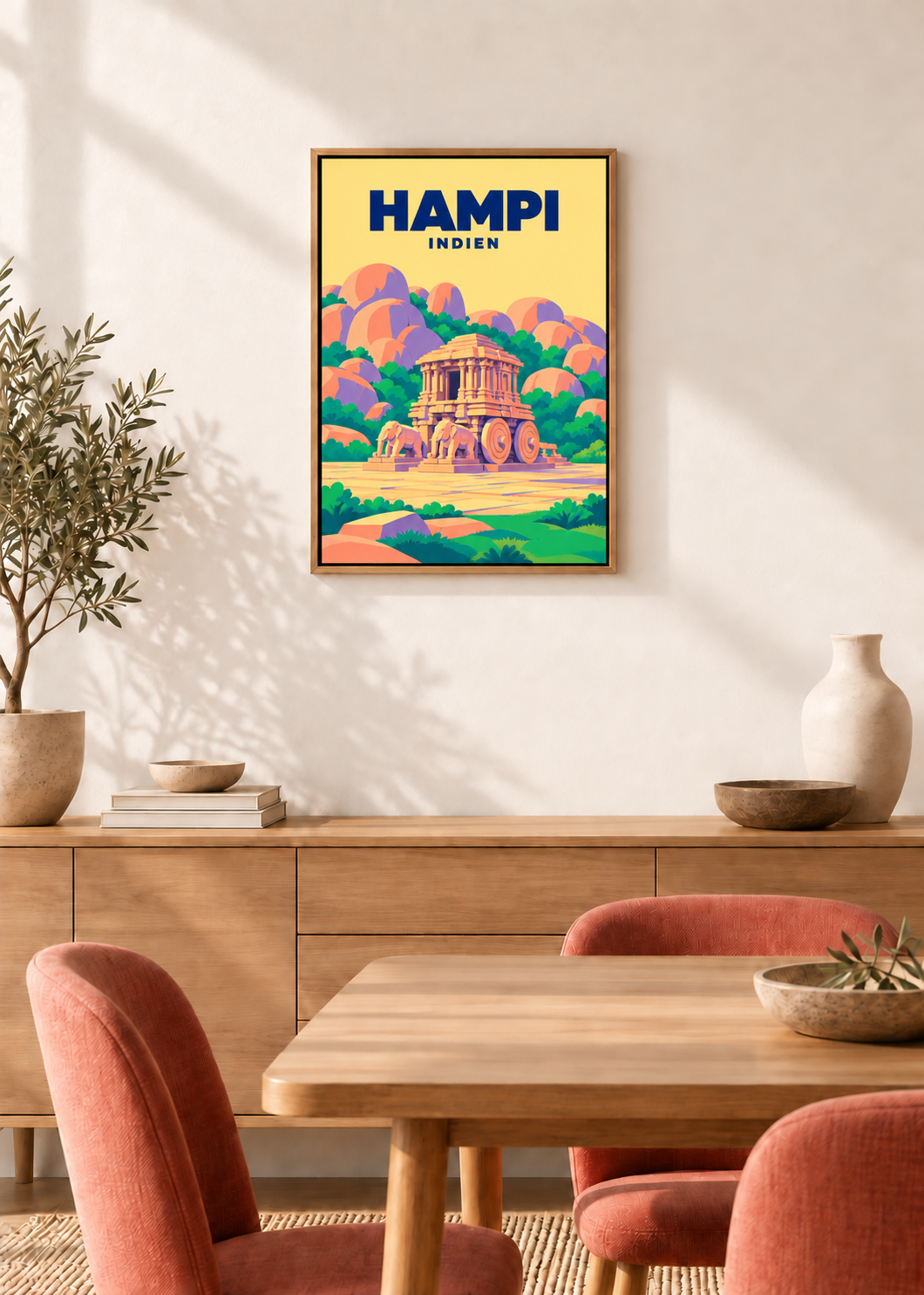 Hampi – Leinwand im Eichen-Schattenfugenrahmen