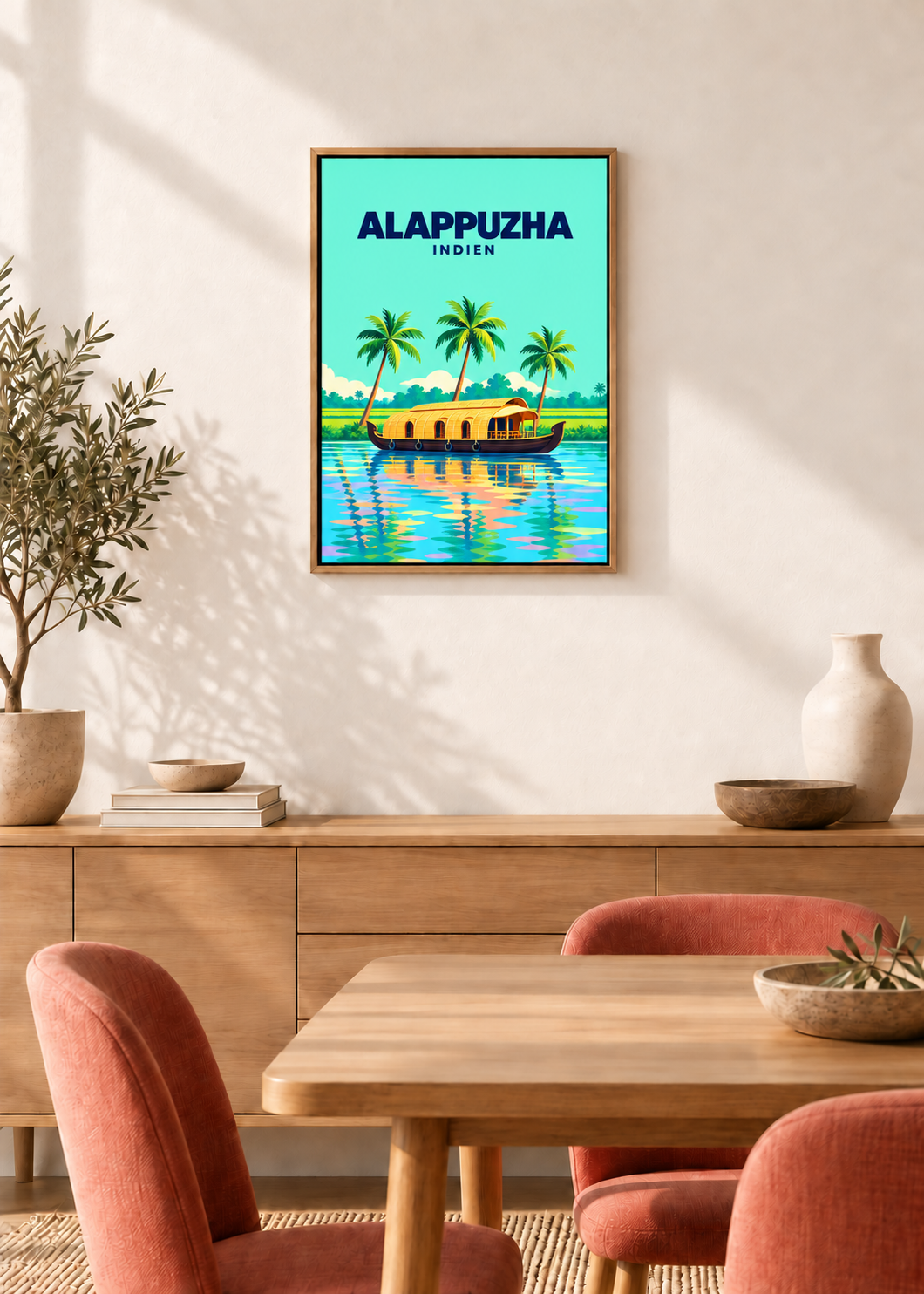 Alappuzha – Leinwand im Eichen-Schattenfugenrahmen