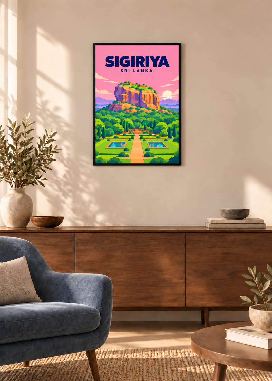 Sigiriya – dünner schwarzer Rahmen mit Acrylglas