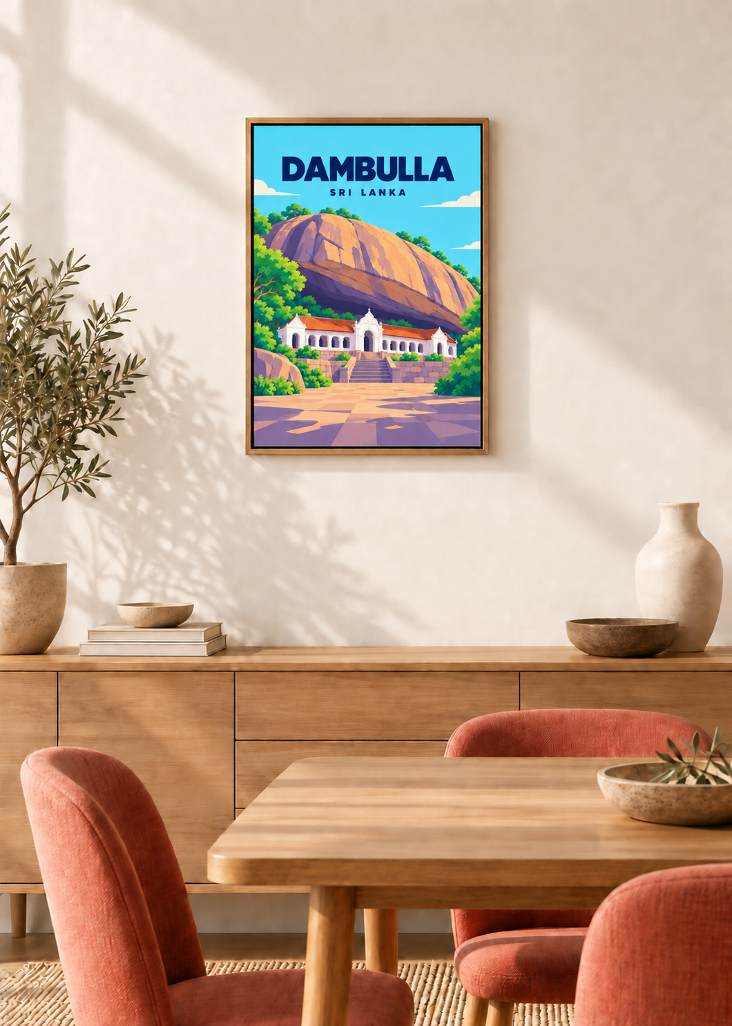 Dambulla – Leinwand im Eichen-Schattenfugenrahmen