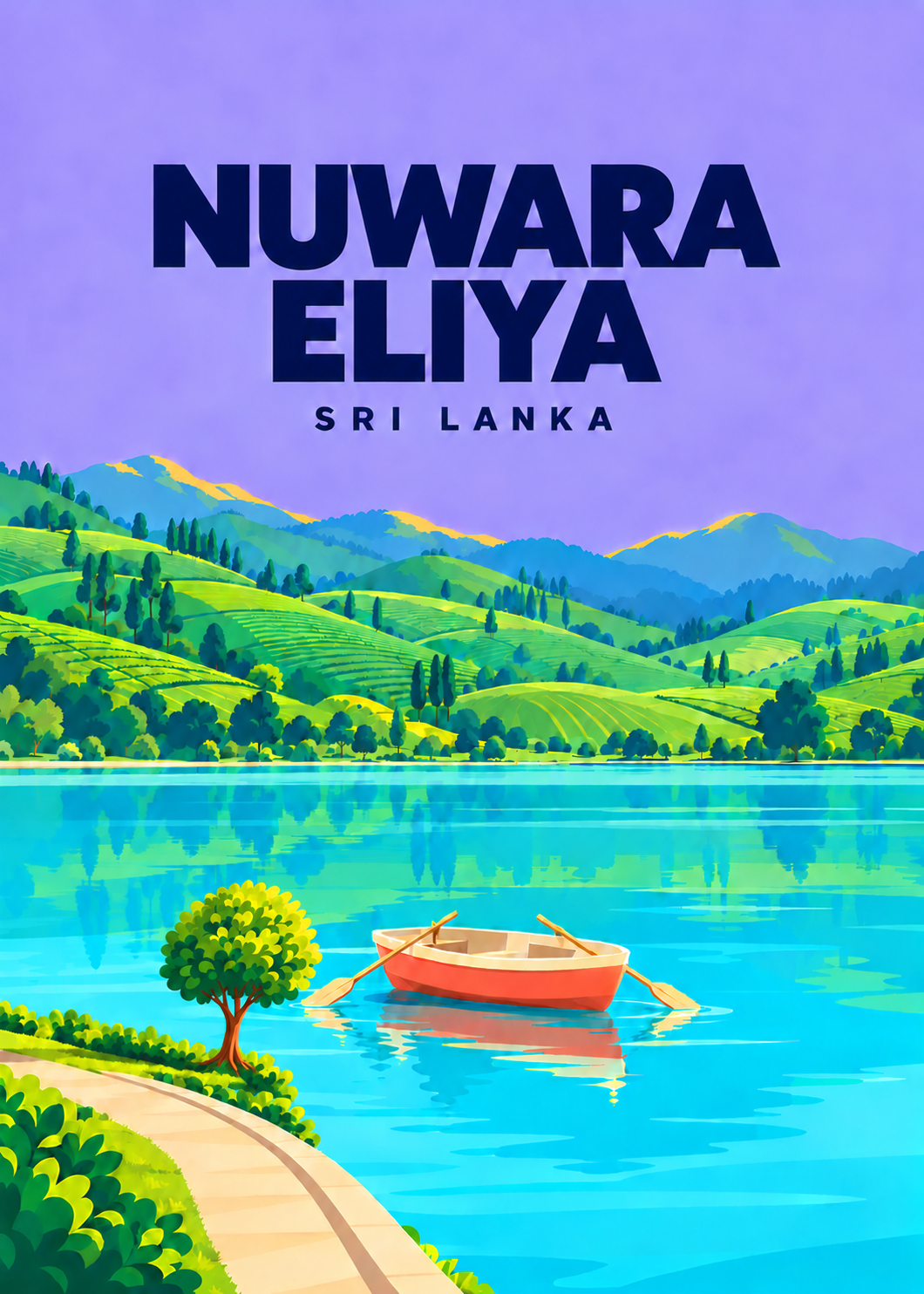 Nuwara Eliya – geometrische Illustration, Sri Lanka