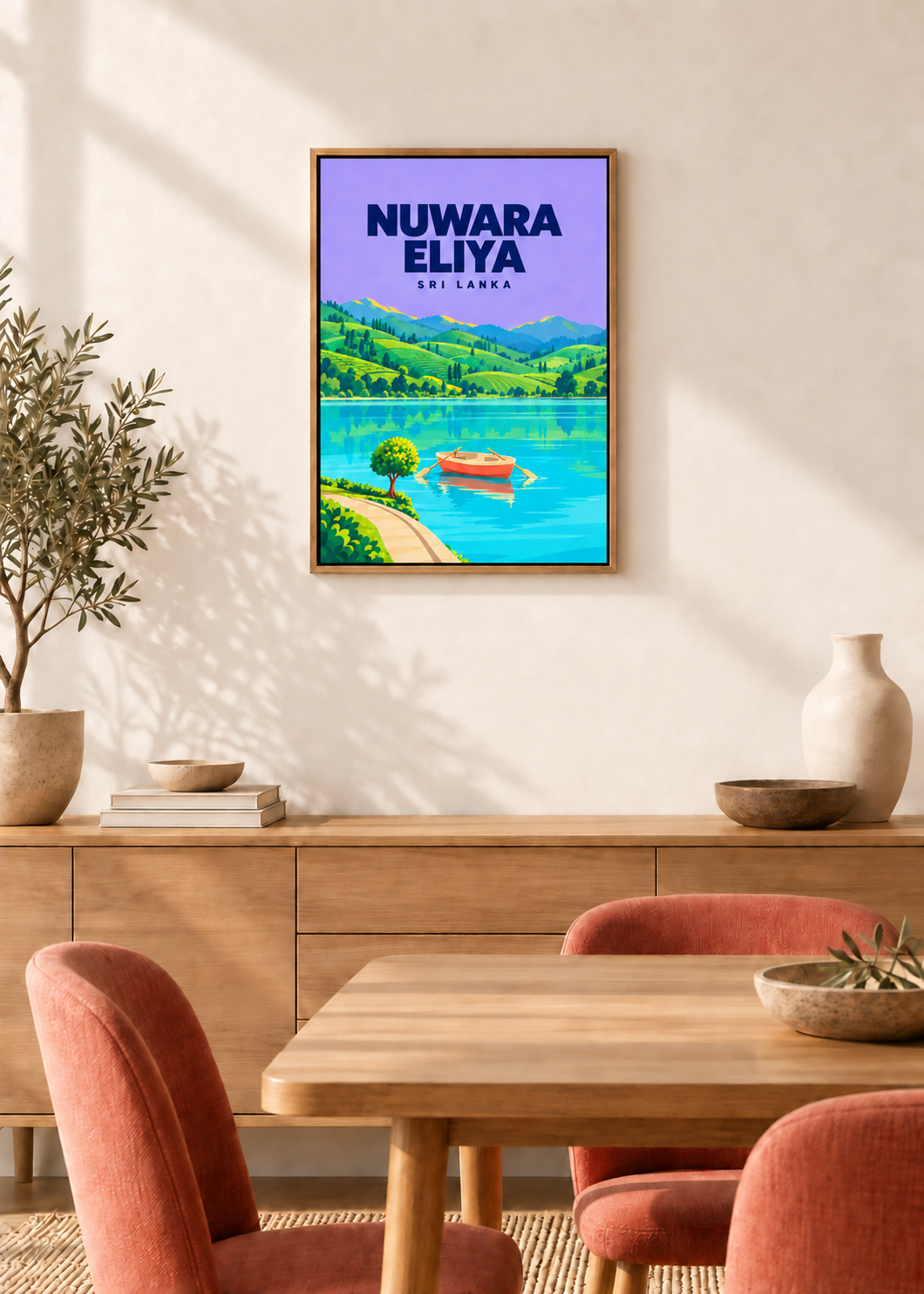 Nuwara Eliya – Leinwand im Eichen-Schattenfugenrahmen