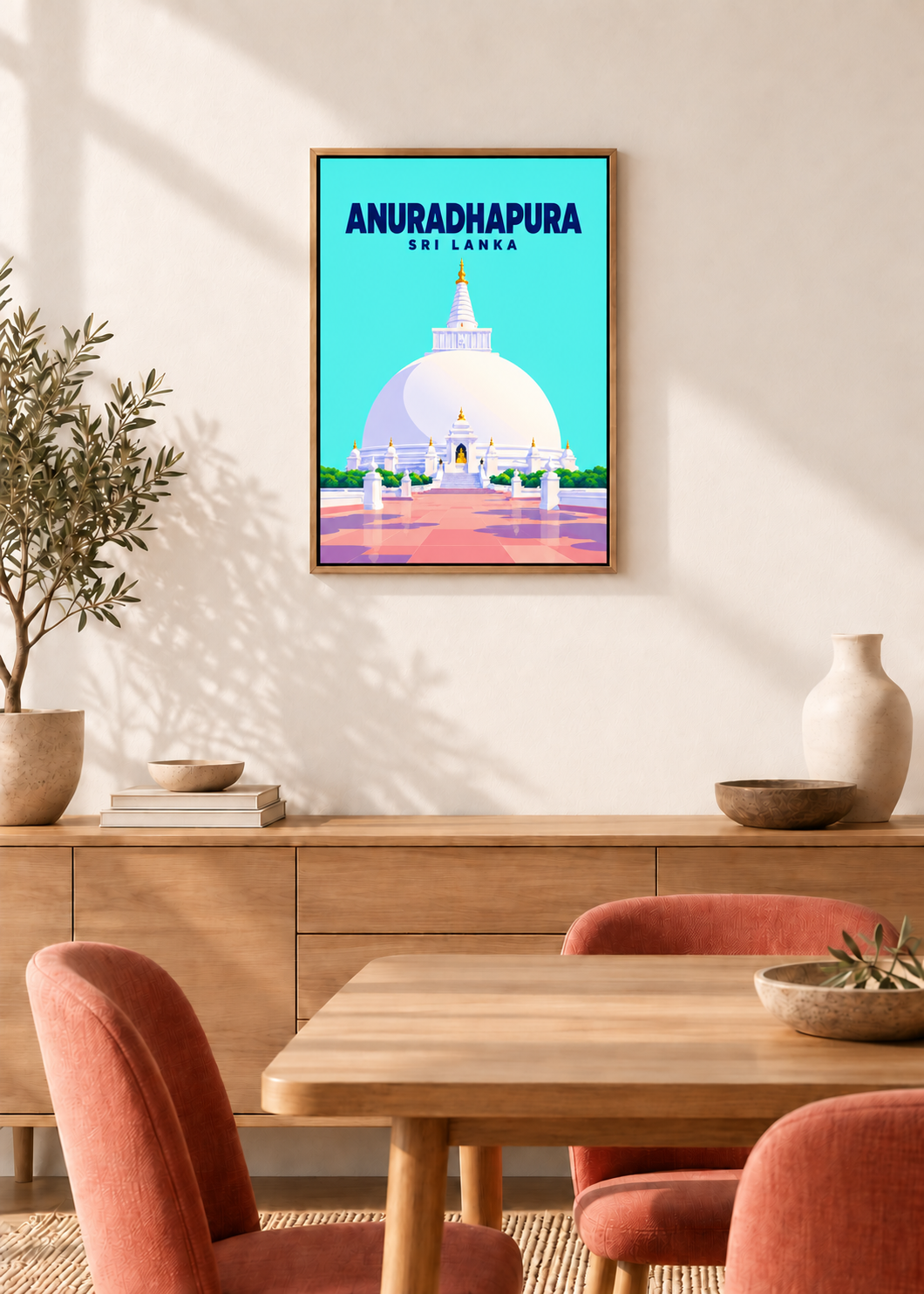 Anuradhapura – Leinwand im Eichen-Schattenfugenrahmen