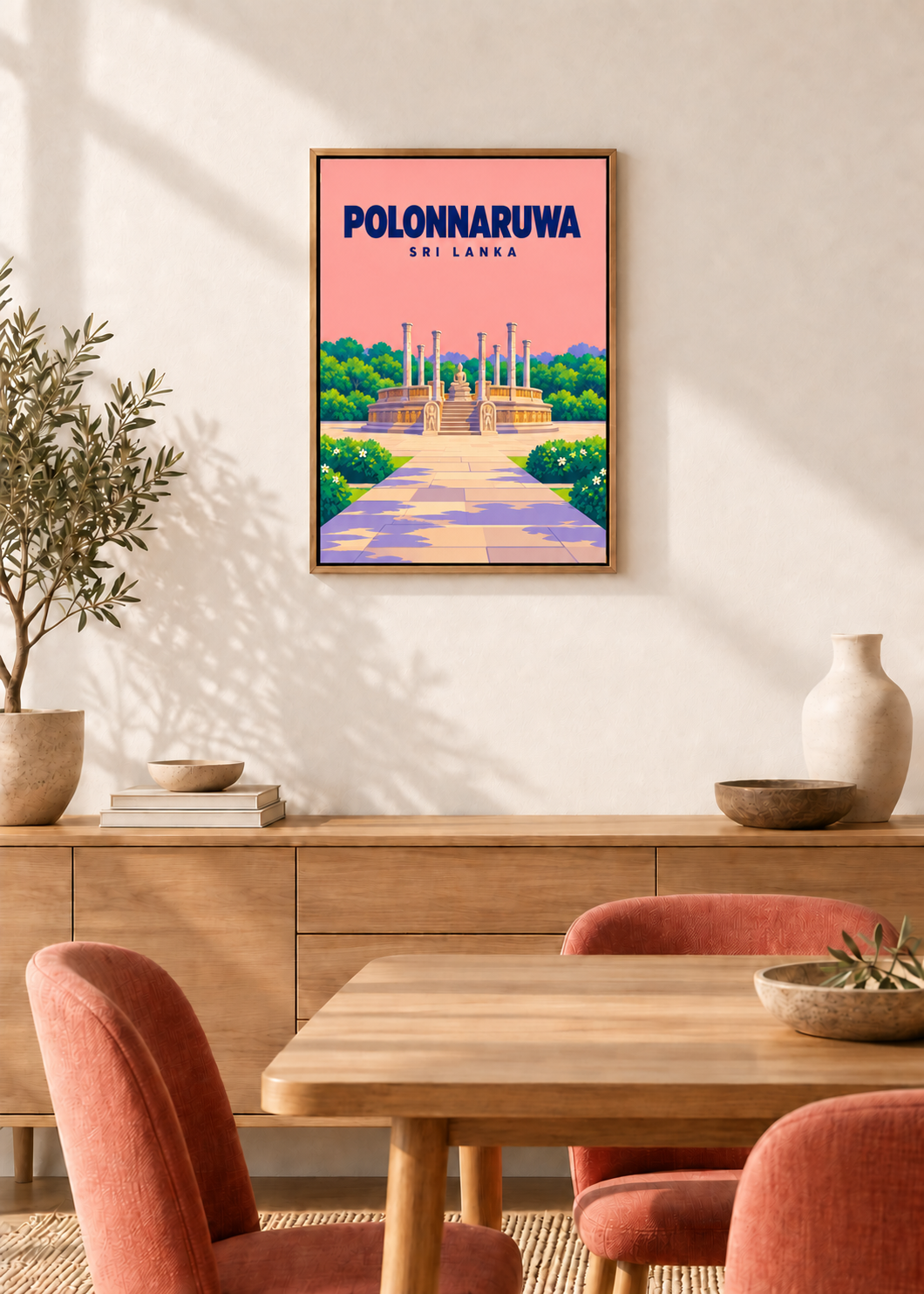 Polonnaruwa – Leinwand im Eichen-Schattenfugenrahmen