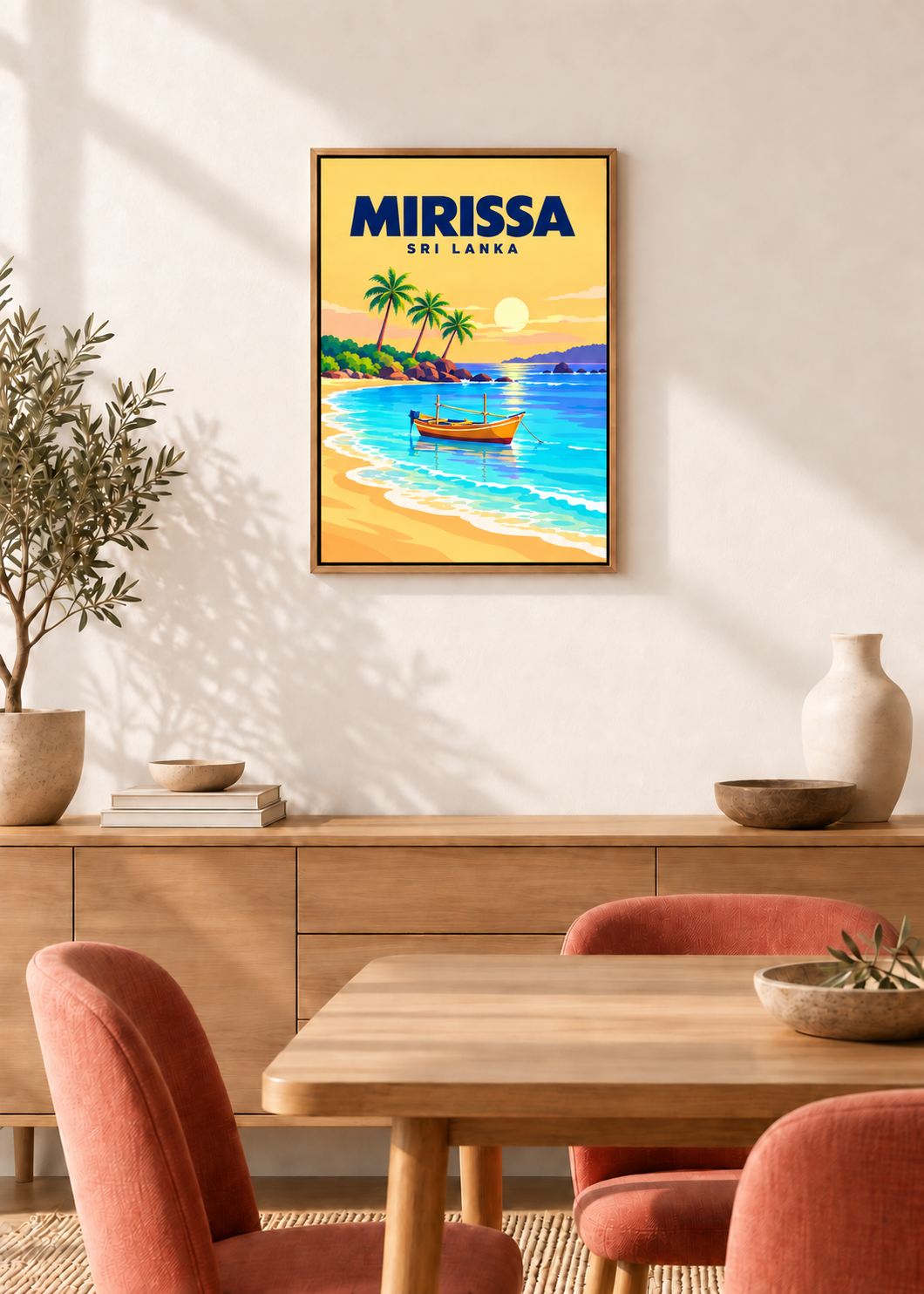 Mirissa – Leinwand im Eichen-Schattenfugenrahmen
