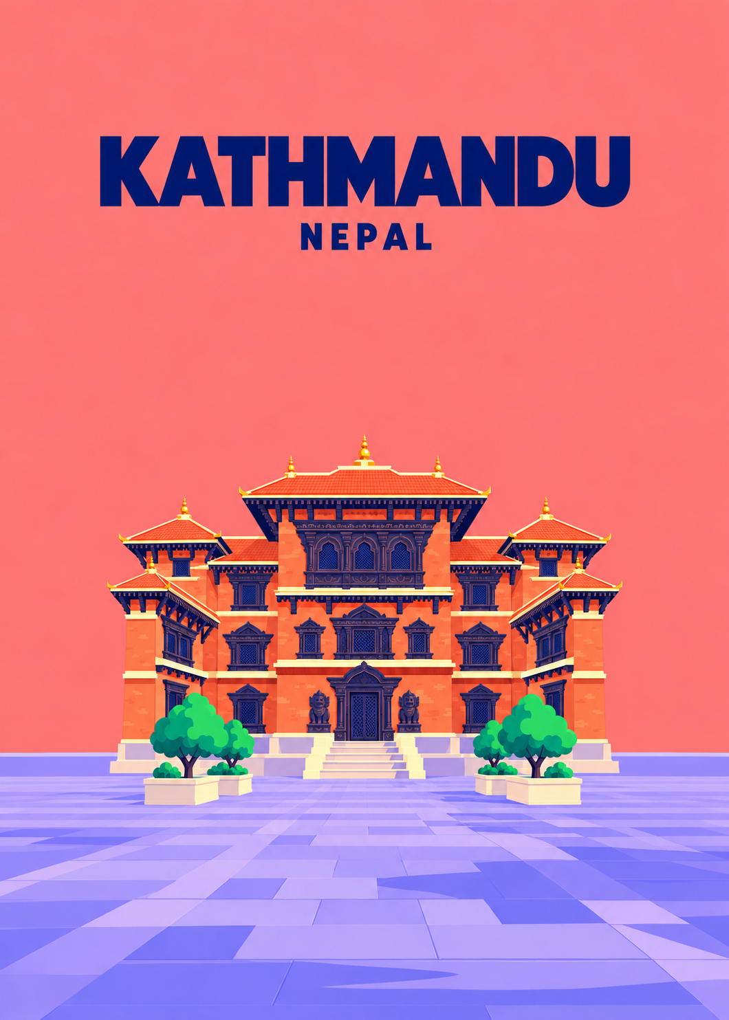 Kathmandu – geometrische Illustration, Nepal