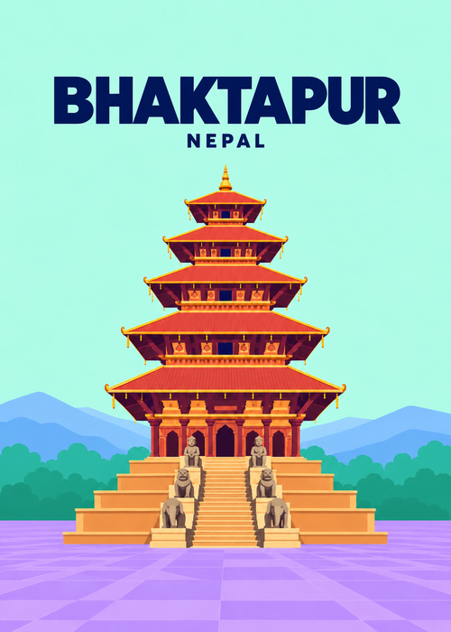 Bhaktapur – geometrische Illustration, Nepal