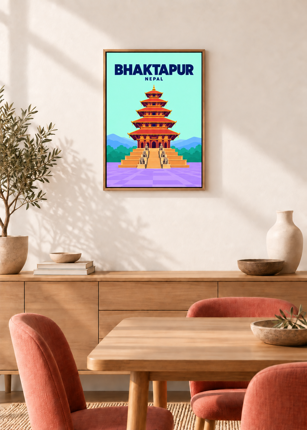 Bhaktapur – Leinwand im Eichen-Schattenfugenrahmen