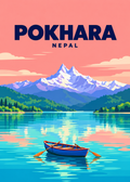 Pokhara – geometrische Illustration, Nepal