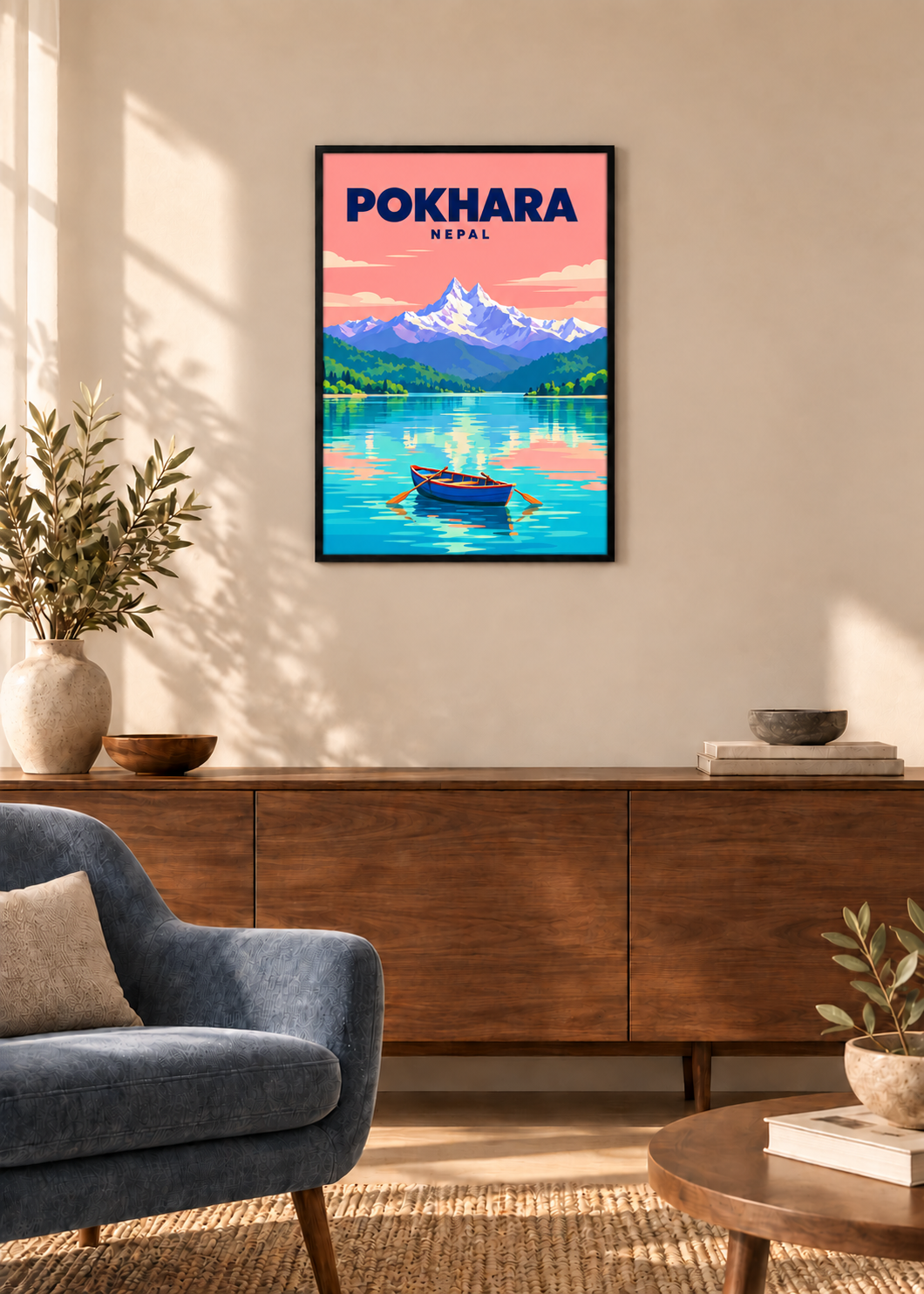 Pokhara – dünner schwarzer Rahmen mit Acrylglas
