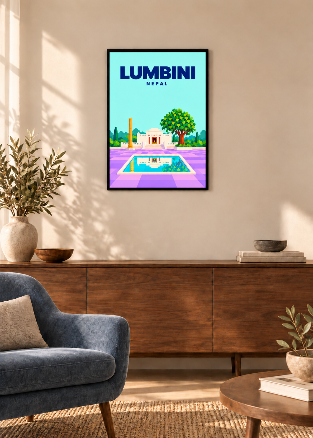 Lumbini – dünner schwarzer Rahmen mit Acrylglas
