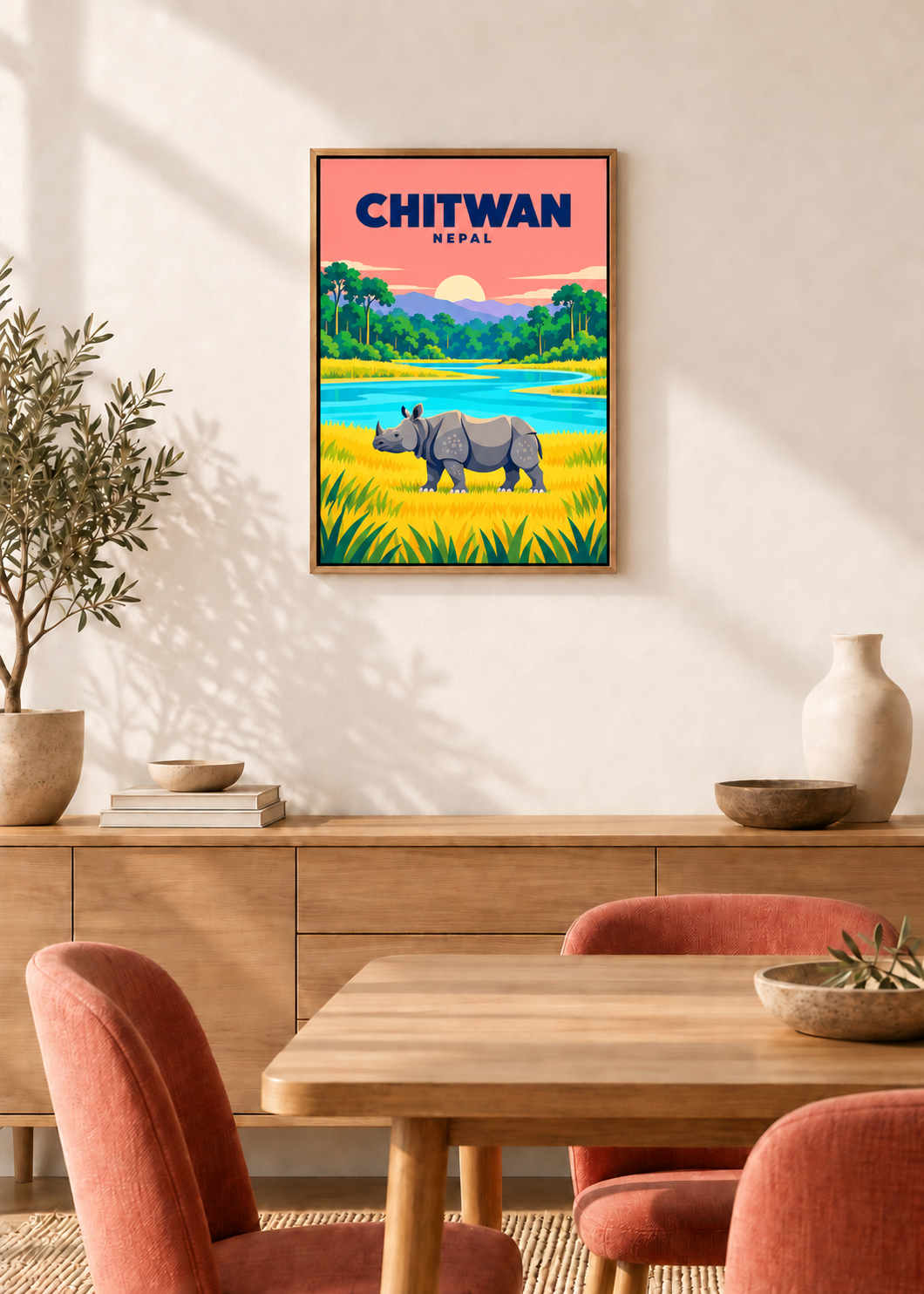 Chitwan – Leinwand im Eichen-Schattenfugenrahmen