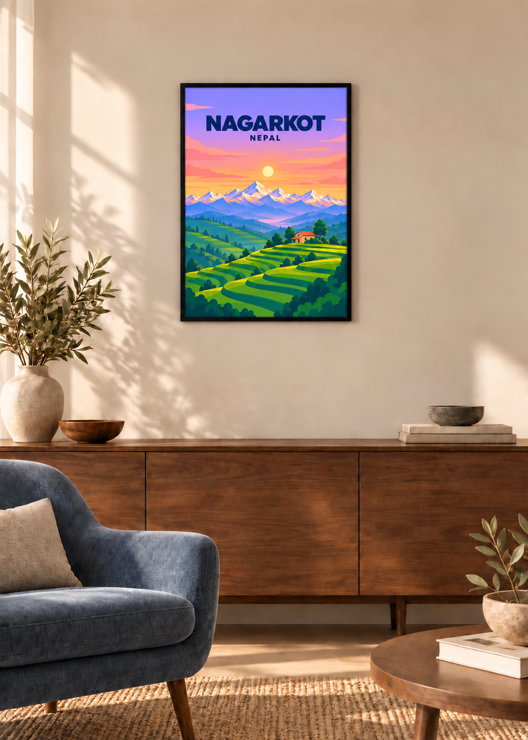 Nagarkot – dünner schwarzer Rahmen mit Acrylglas