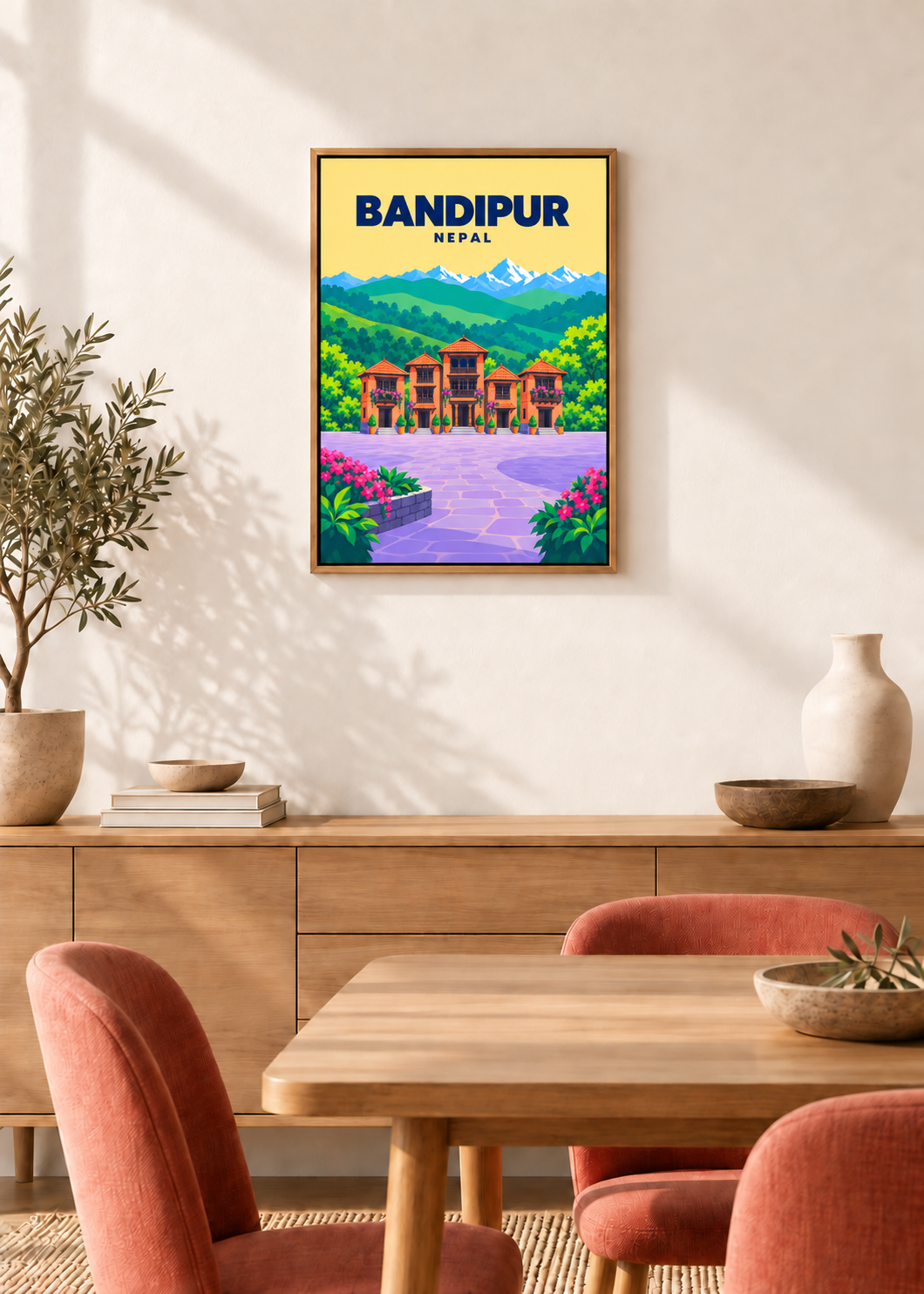 Bandipur – Leinwand im Eichen-Schattenfugenrahmen
