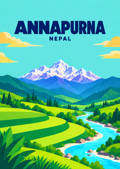 Annapurna – geometrische Illustration, Nepal