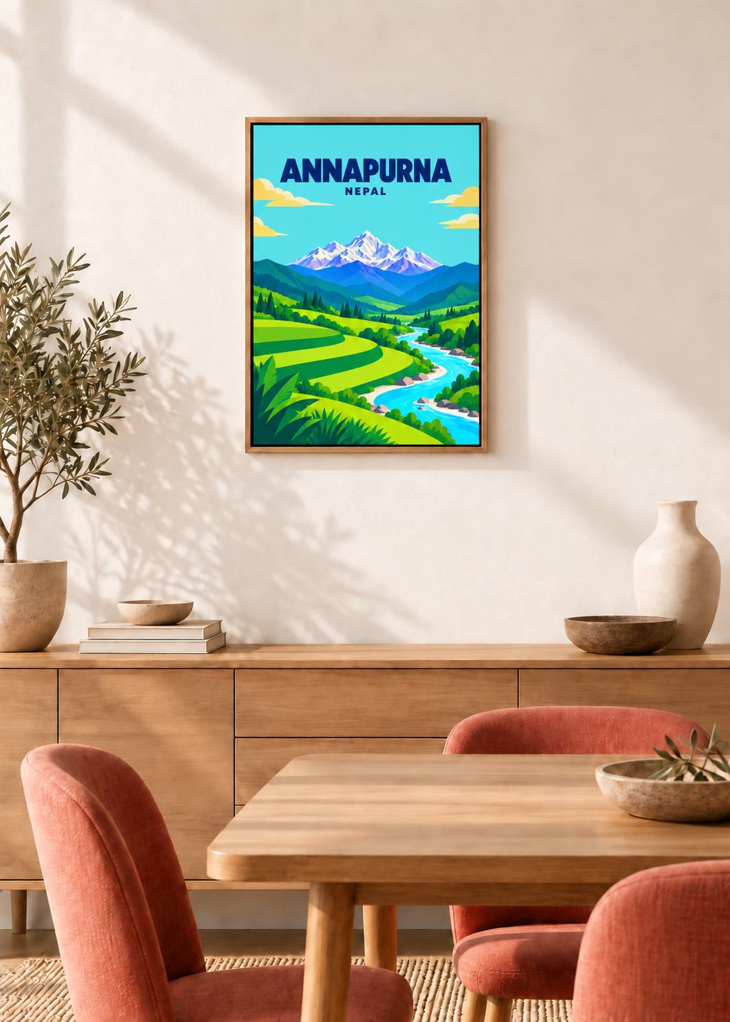Annapurna – Leinwand im Eichen-Schattenfugenrahmen