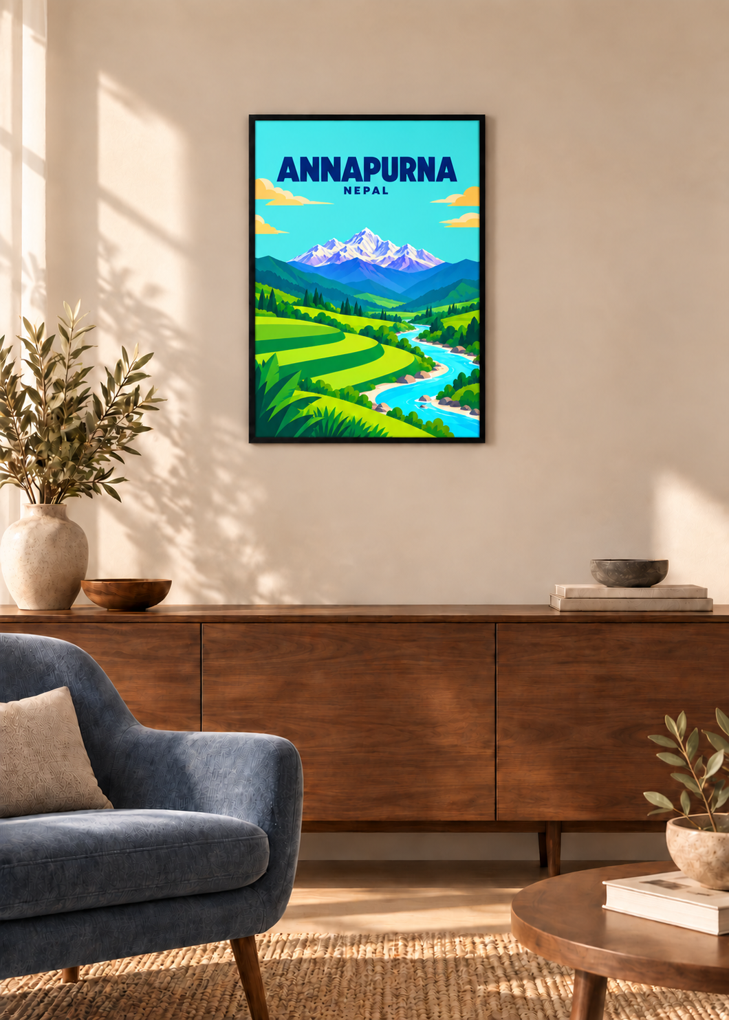 Annapurna – dünner schwarzer Rahmen mit Acrylglas