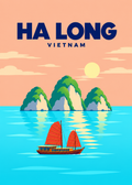 Ha-Long-Bucht – geometrische Illustration, Vietnam