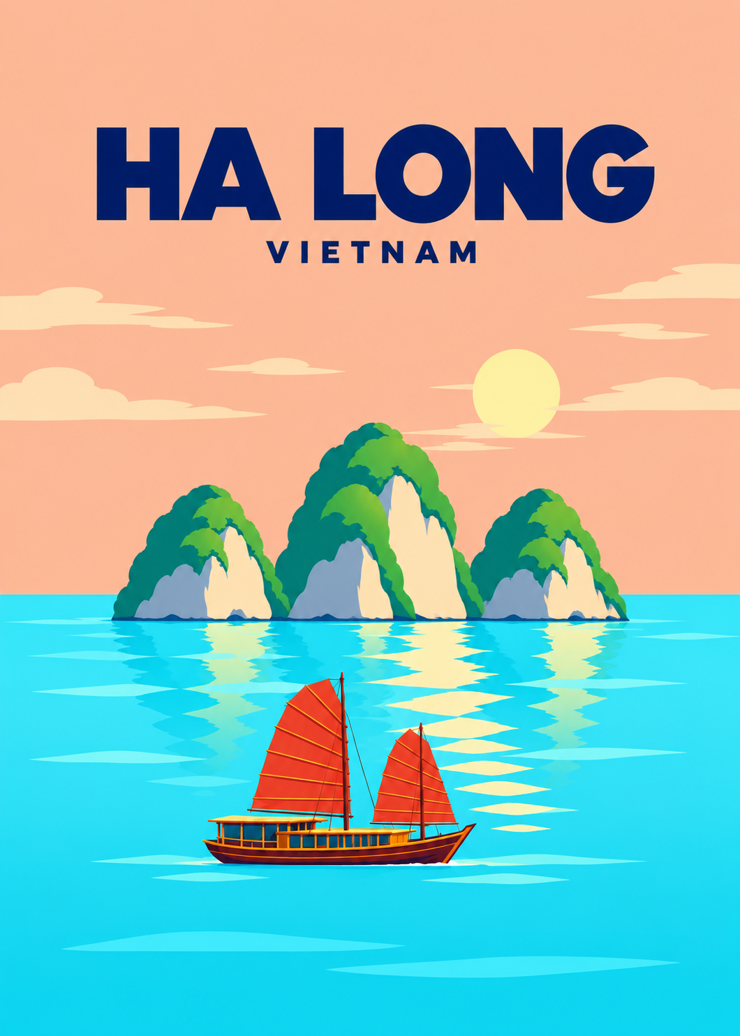 Ha-Long-Bucht – geometrische Illustration, Vietnam