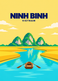 Ninh Binh – geometrische Illustration, Vietnam