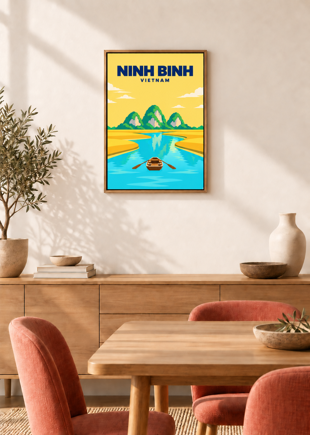 Ninh Binh – Leinwand im Eichen-Schattenfugenrahmen