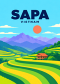 Sapa – geometrische Illustration, Vietnam