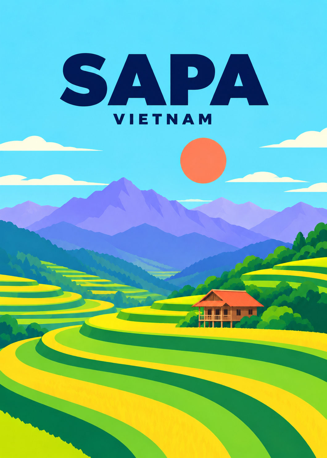 Sapa – geometrische Illustration, Vietnam