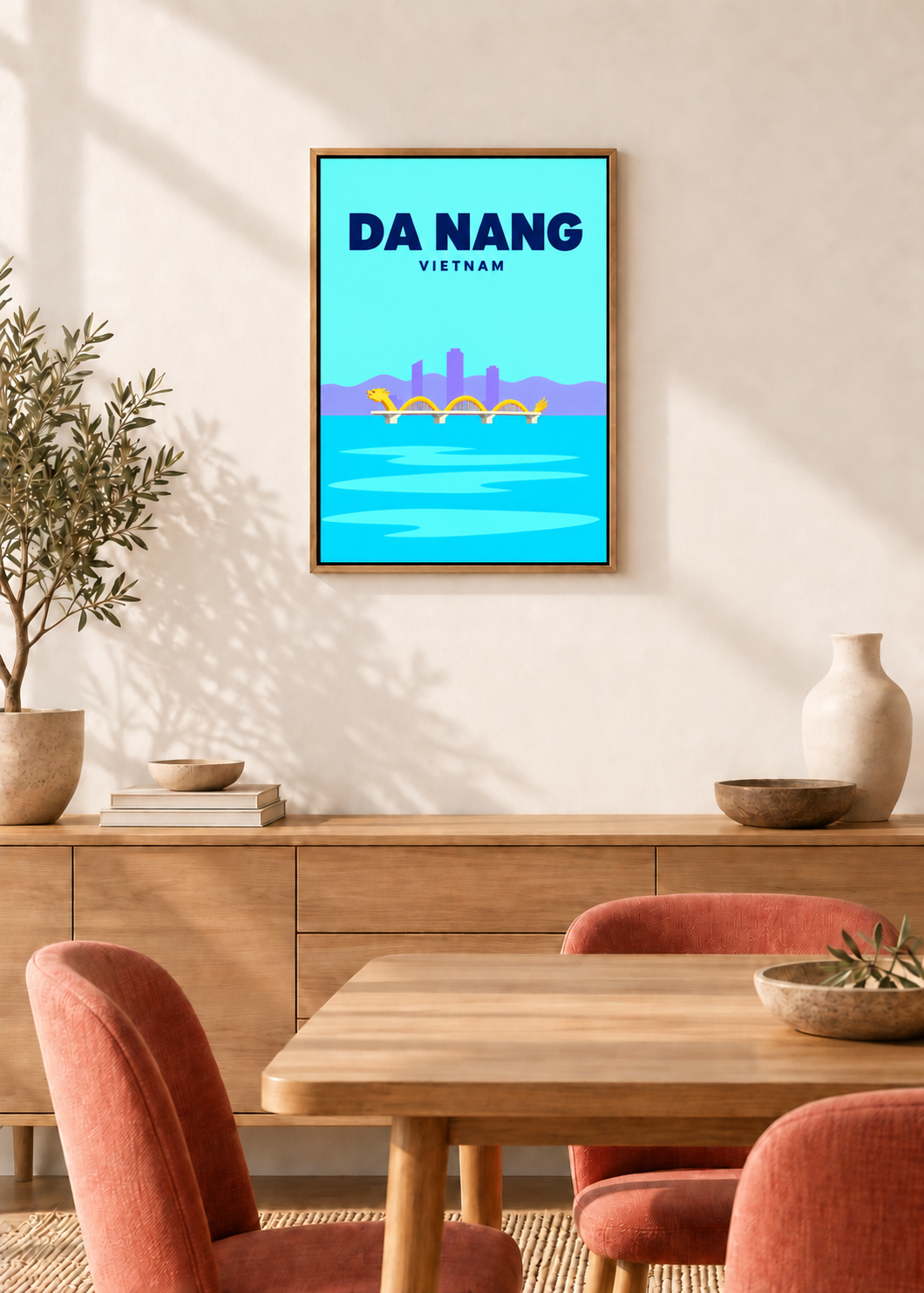 Da Nang – Leinwand im Eichen-Schattenfugenrahmen