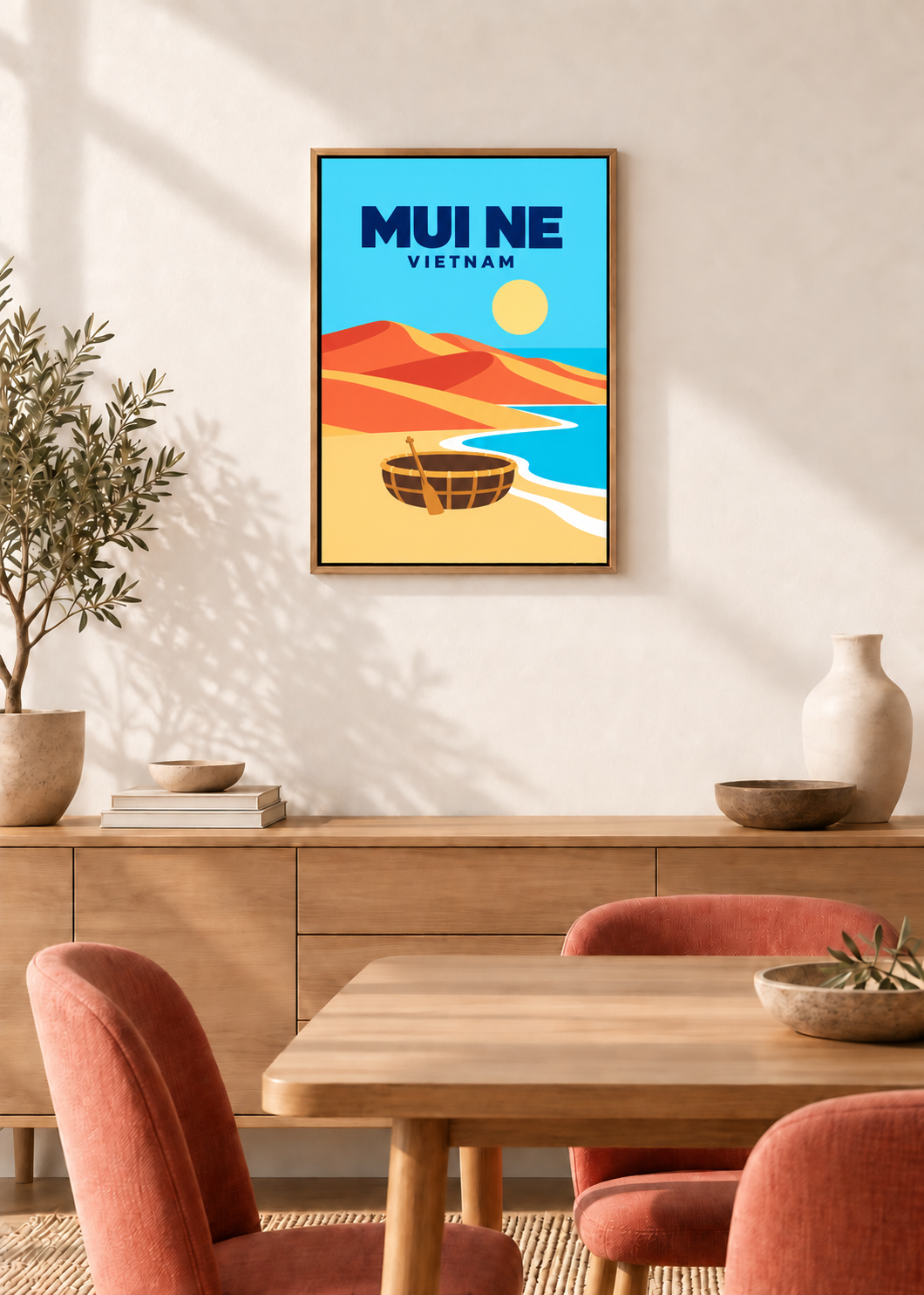 Mui Ne – Leinwand im Eichen-Schattenfugenrahmen