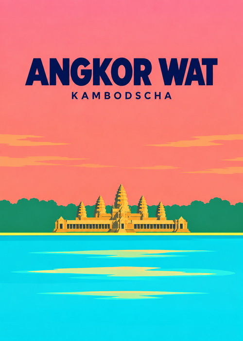 Angkor Wat – geometrische Illustration, Kambodscha
