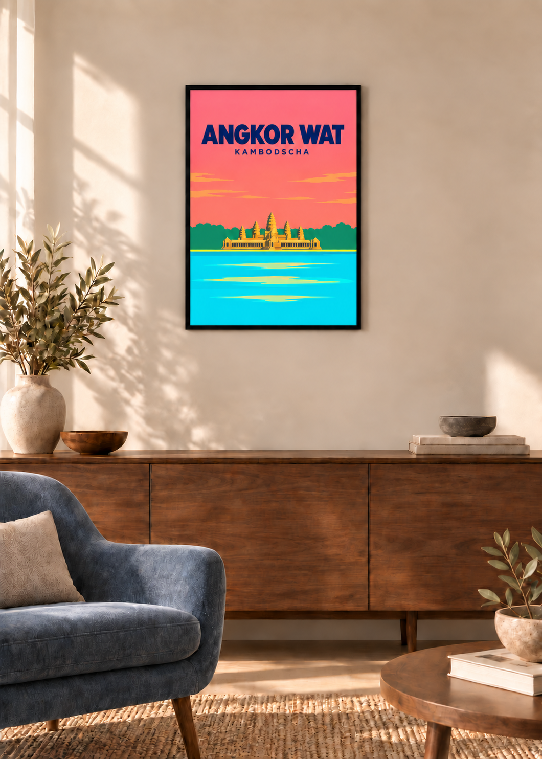 Angkor Wat – dünner schwarzer Rahmen mit Acrylglas