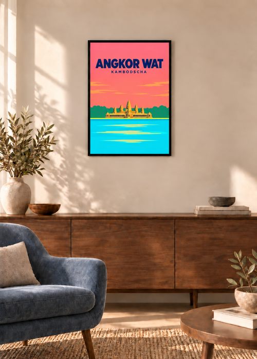 Angkor Wat – dünner schwarzer Rahmen mit Acrylglas