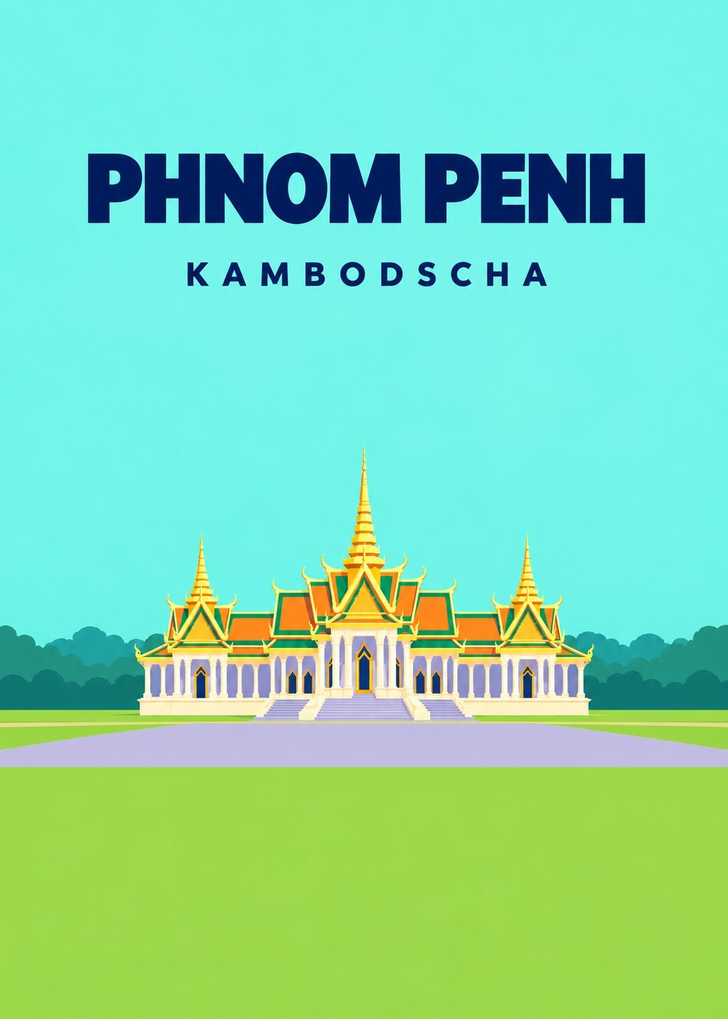 Phnom Penh – geometrische Illustration, Kambodscha