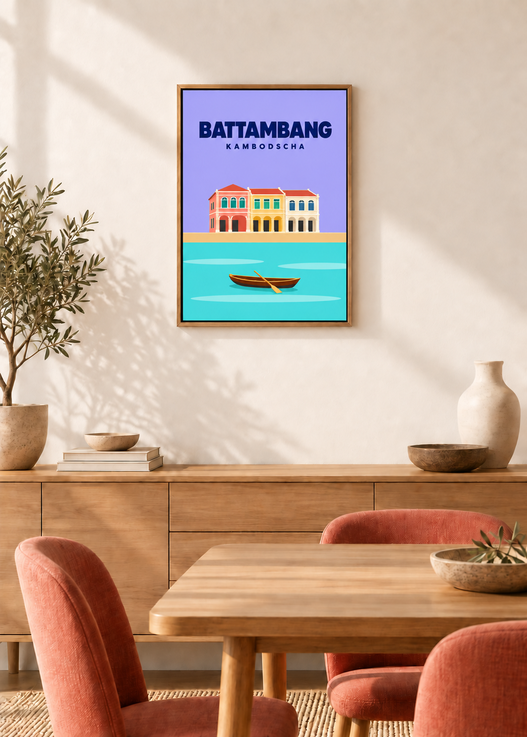 Battambang – Leinwand im Eichen-Schattenfugenrahmen