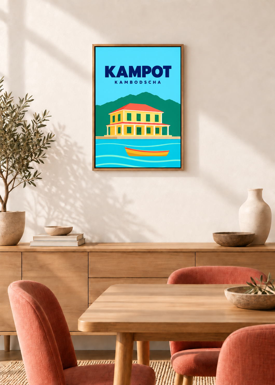 Kampot – Leinwand im Eichen-Schattenfugenrahmen
