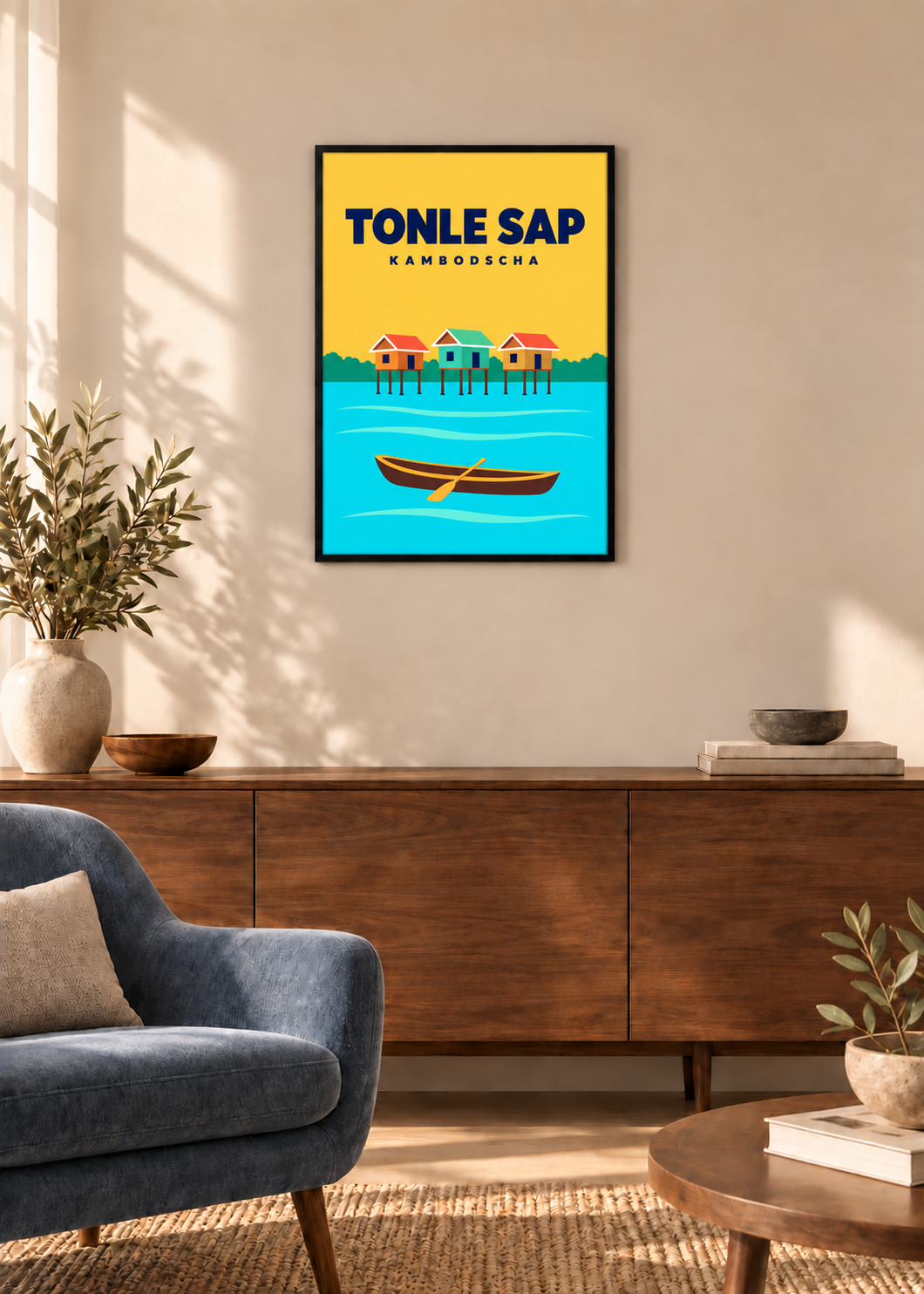 Tonle Sap – dünner schwarzer Rahmen mit Acrylglas