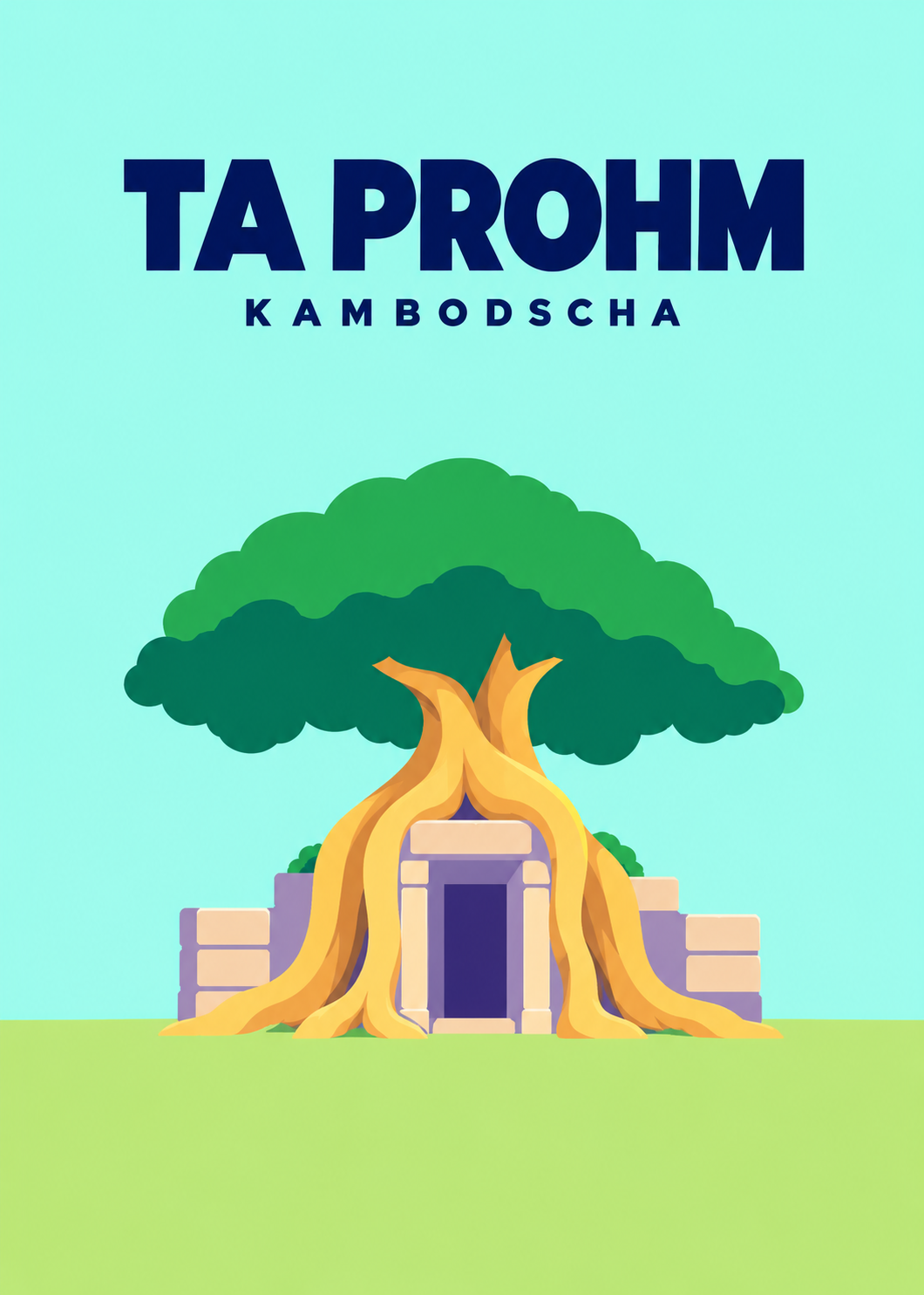 Ta Prohm – geometrische Illustration, Kambodscha
