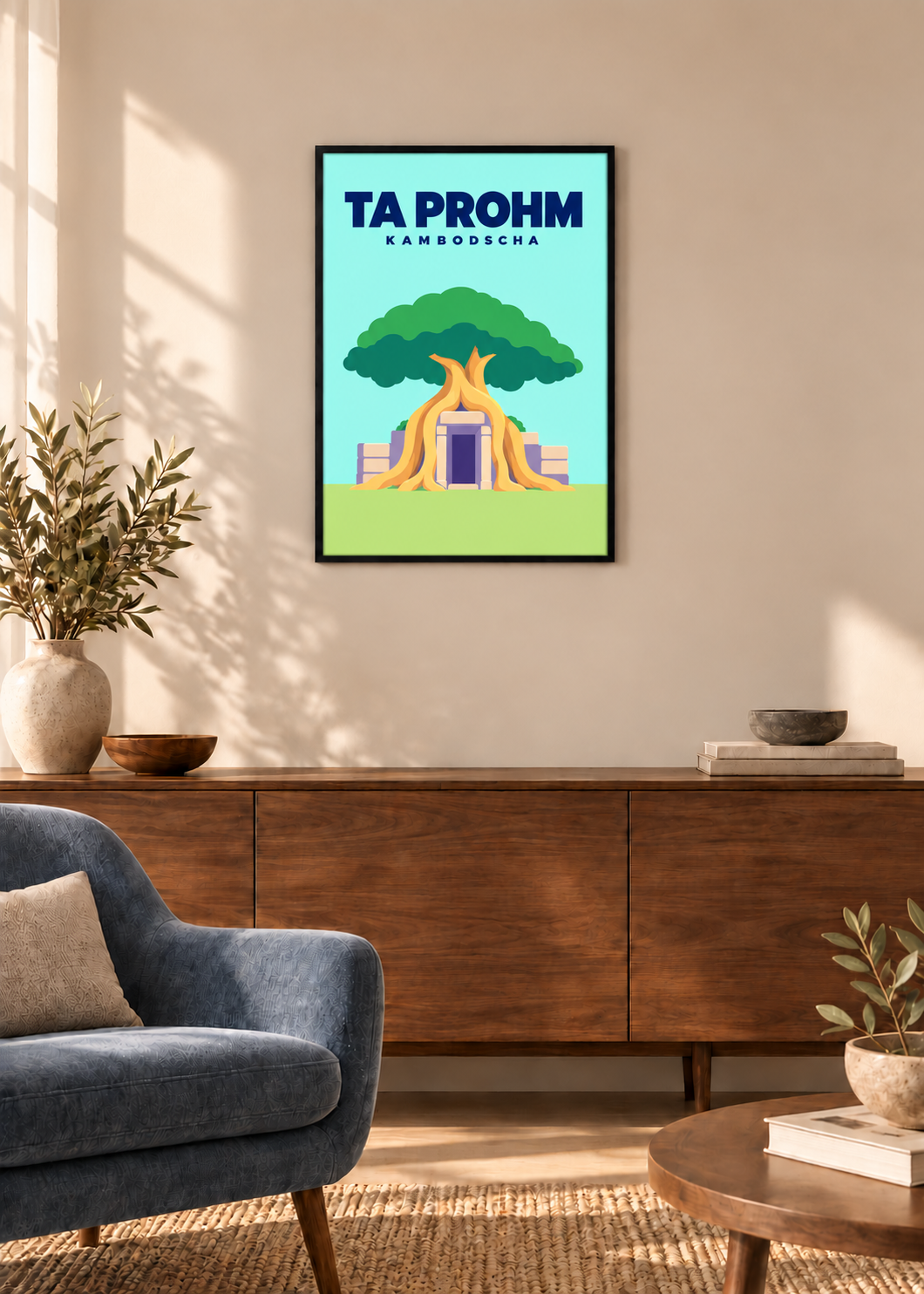 Ta Prohm – dünner schwarzer Rahmen mit Acrylglas