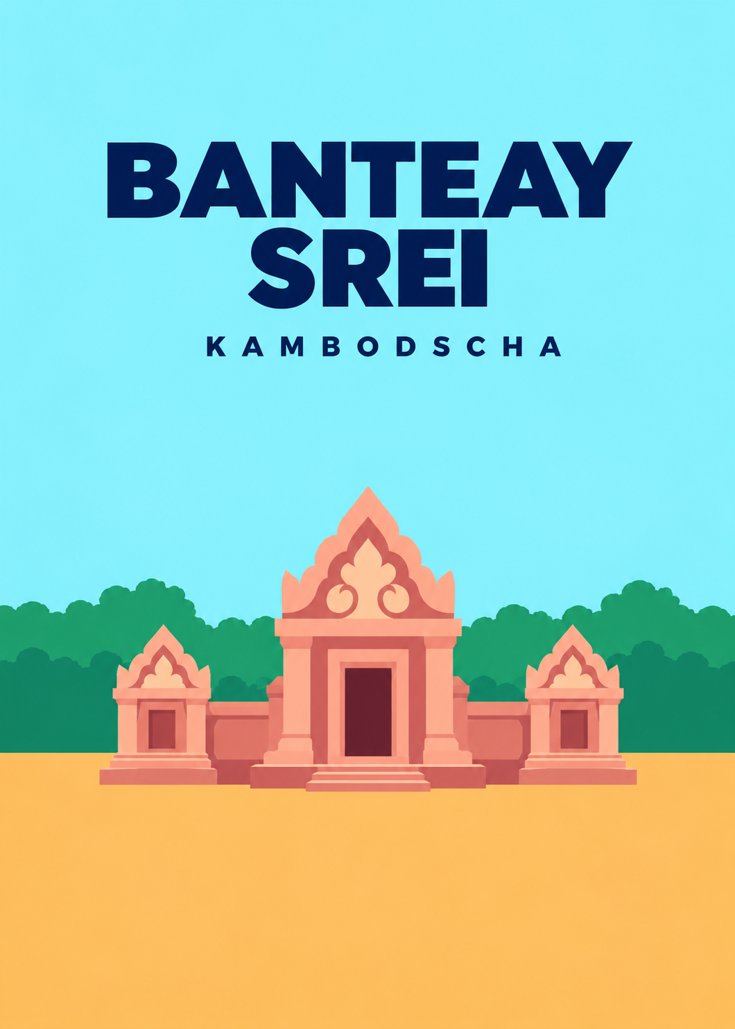 Banteay Srei – geometrische Illustration, Kambodscha