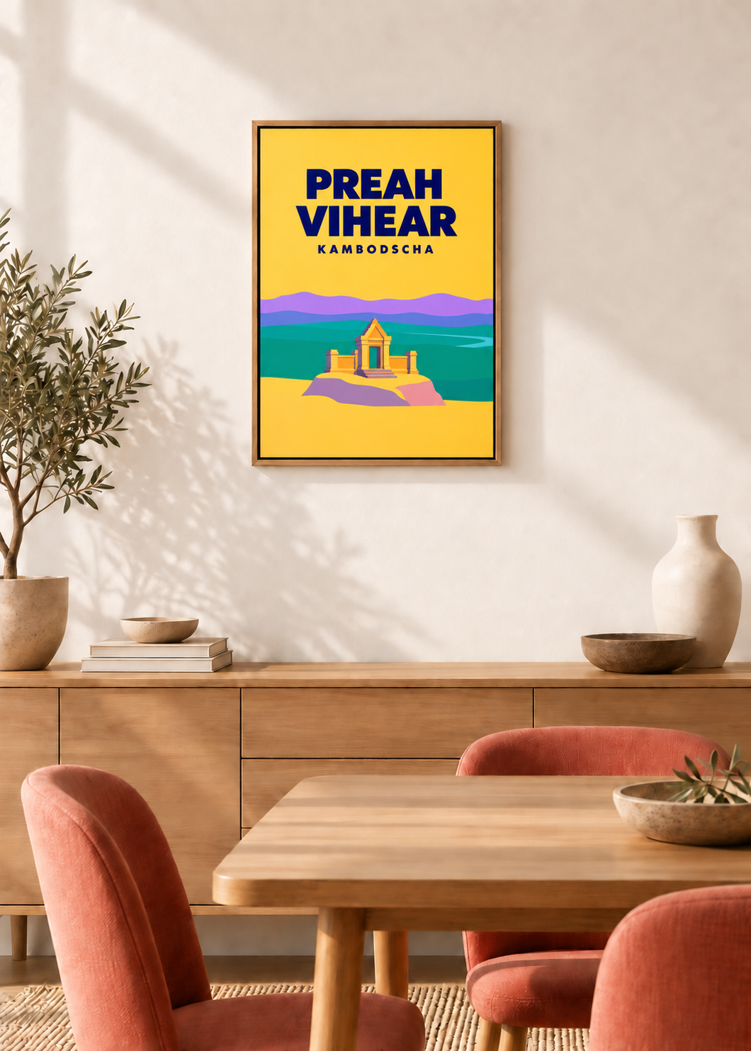 Preah Vihear – Leinwand im Eichen-Schattenfugenrahmen