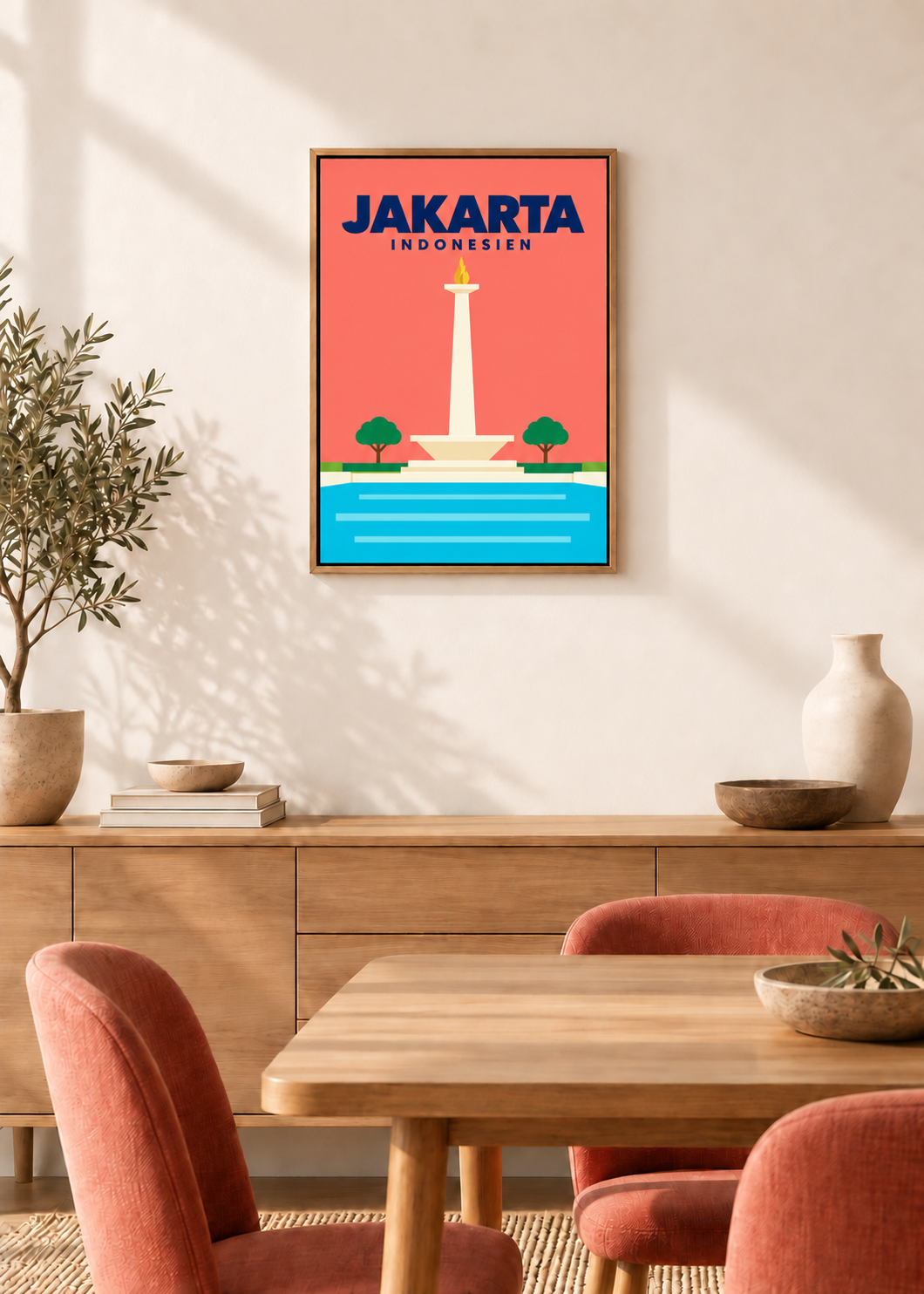 Jakarta – Leinwand im Eichen-Schattenfugenrahmen