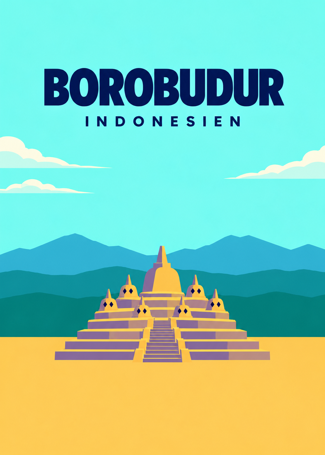 Borobudur – geometrische Illustration, Indonesien
